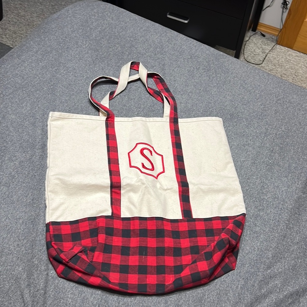 “S” Checkered Tote Bag